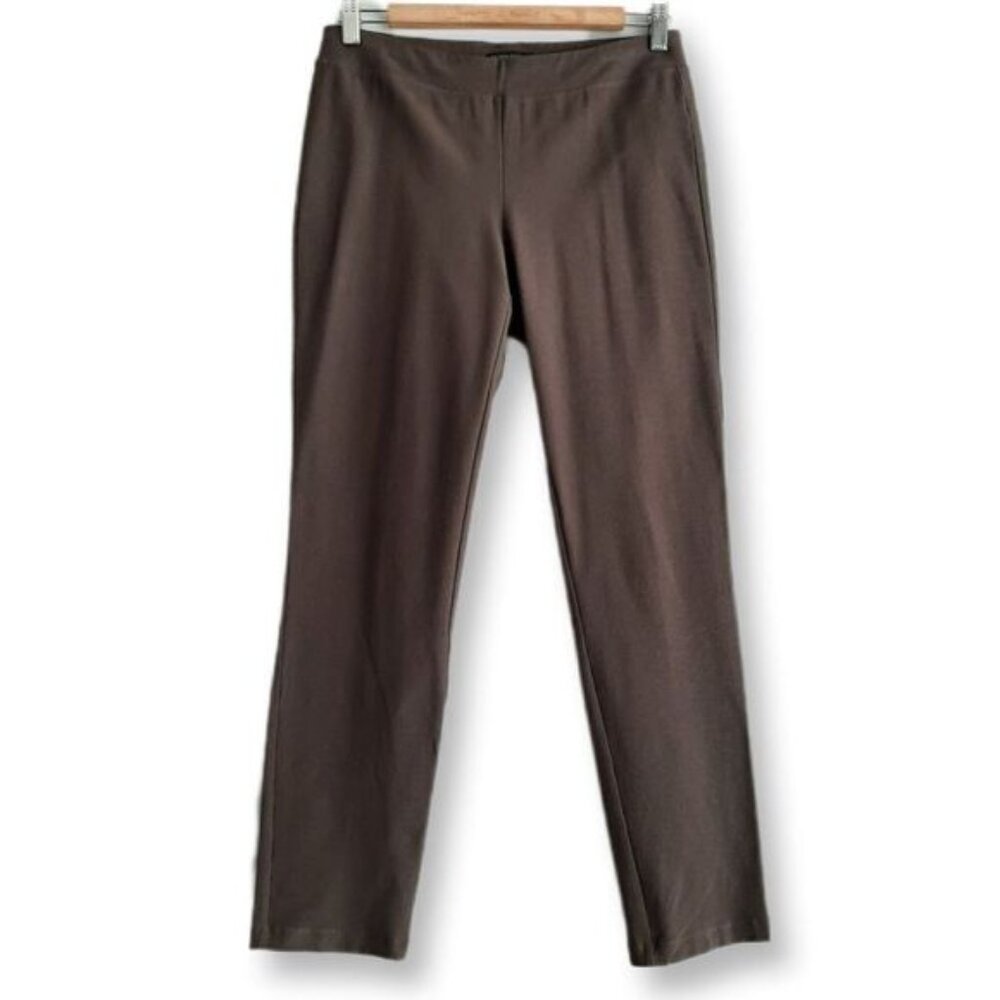 EILEEN FISHER Washable Stretch Crepe Pant Slim Fit Ankle Brown Sz XS